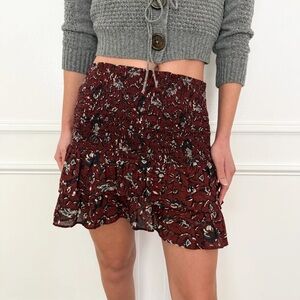 Isabel Marant | Burgundy Floral Mini Skirt | Size 36 (US 4)
